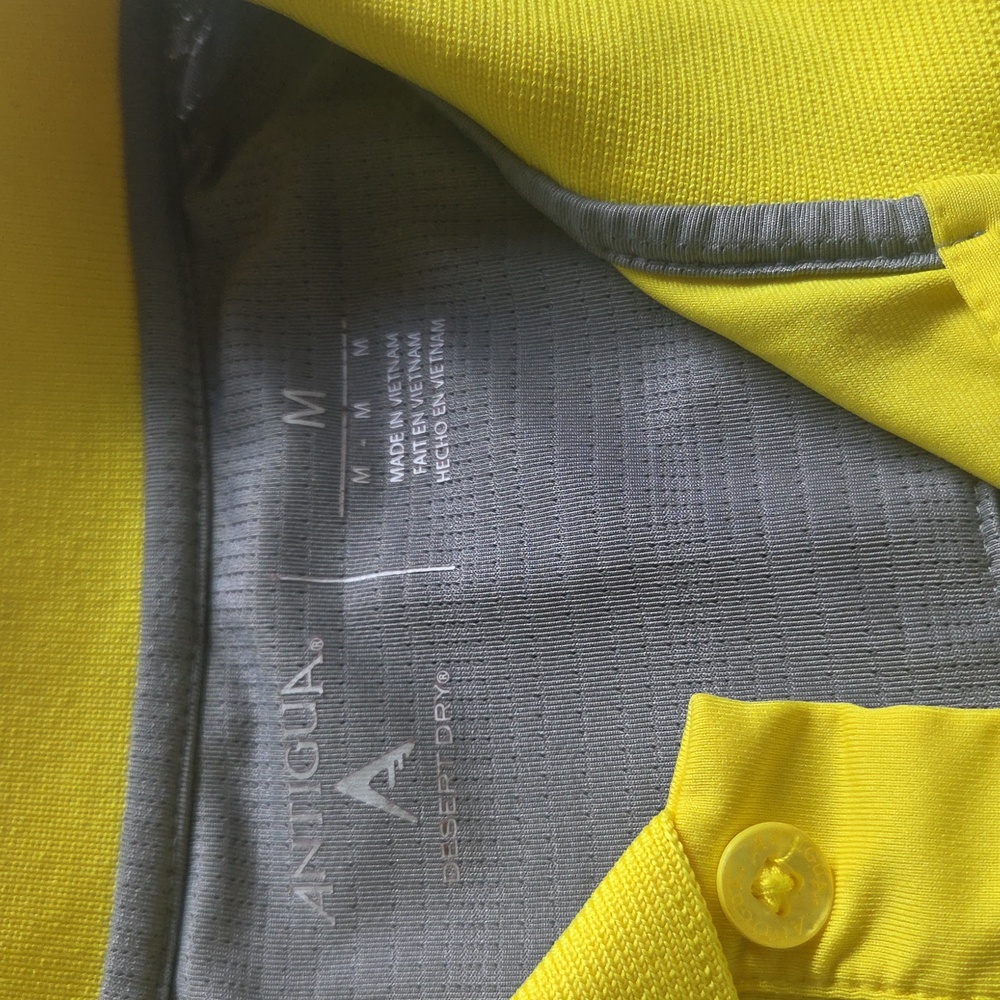 Mens yellow/gray golf shirt By Antigua. Good Condition. - Picture 7 of 10